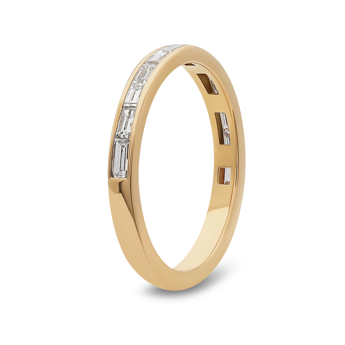 Baguette cut half eternity ring
