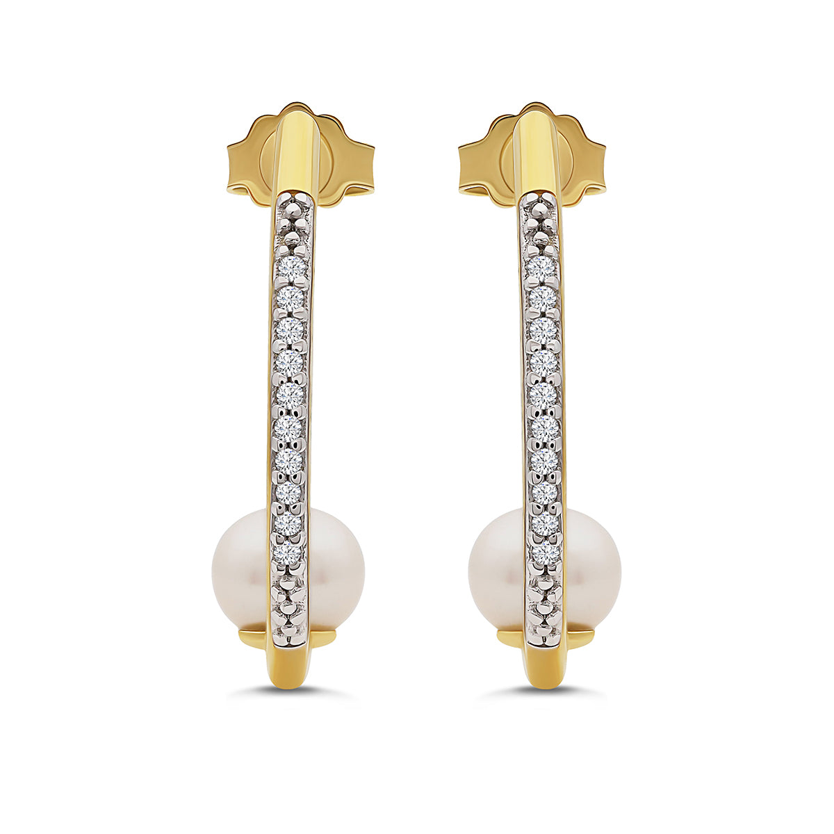 HALF HOOP PEARL DROP EARRINGS