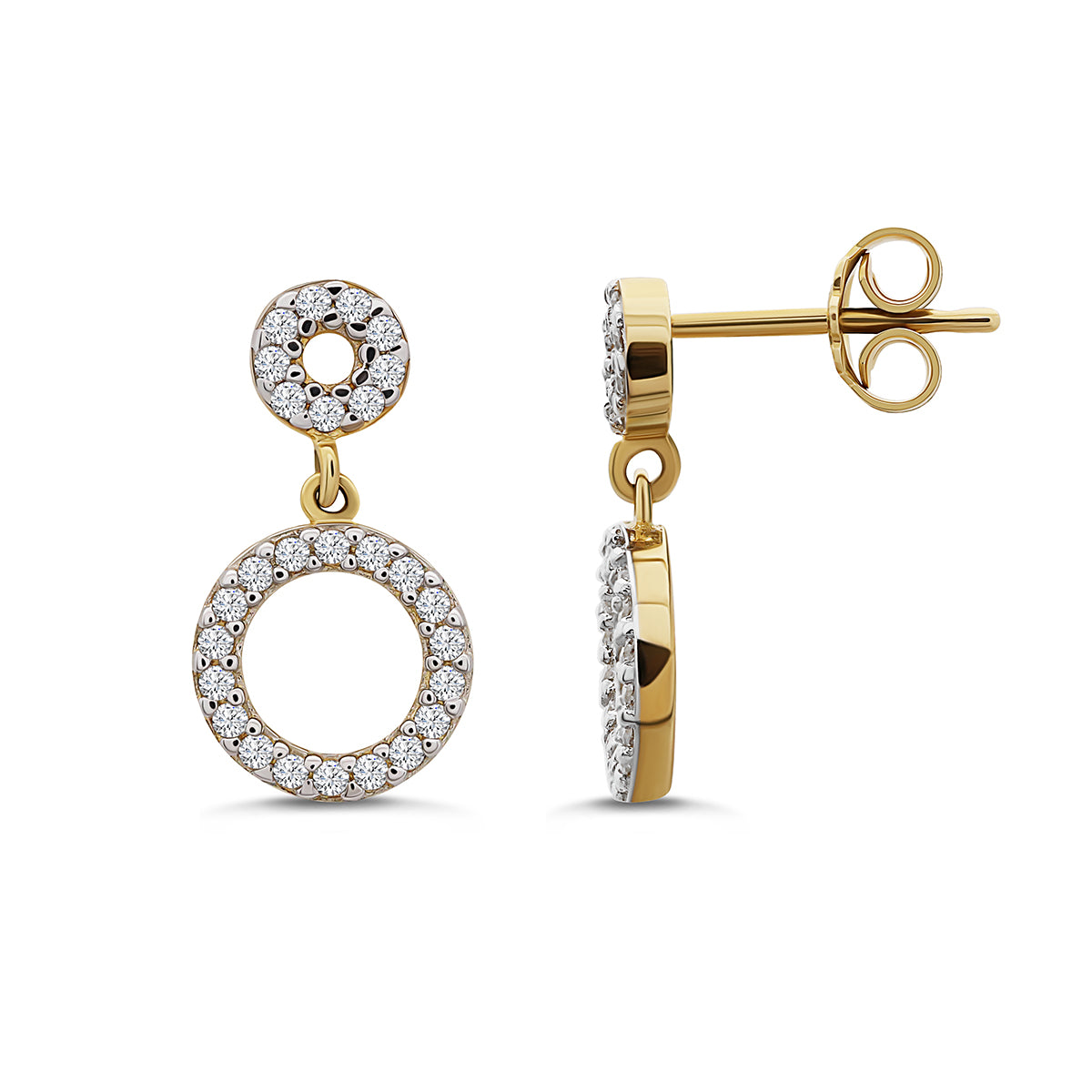 CIRCULAR HALO DROP EARRINGS