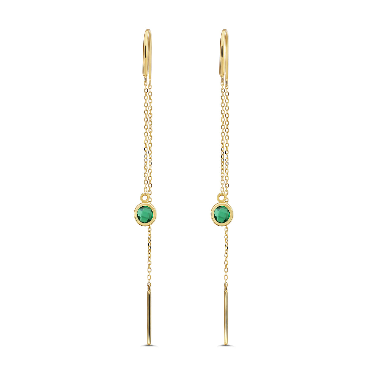 GREEN STONE DROP THREAD EARRINGS