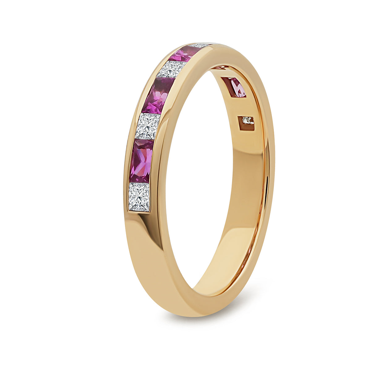 Ruby and diamond half eternity ring
