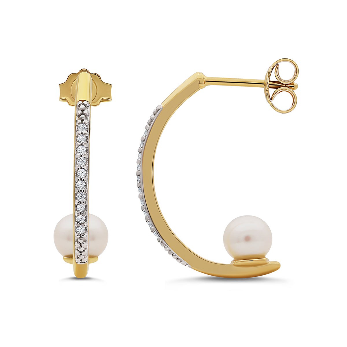 HALF HOOP PEARL DROP EARRINGS