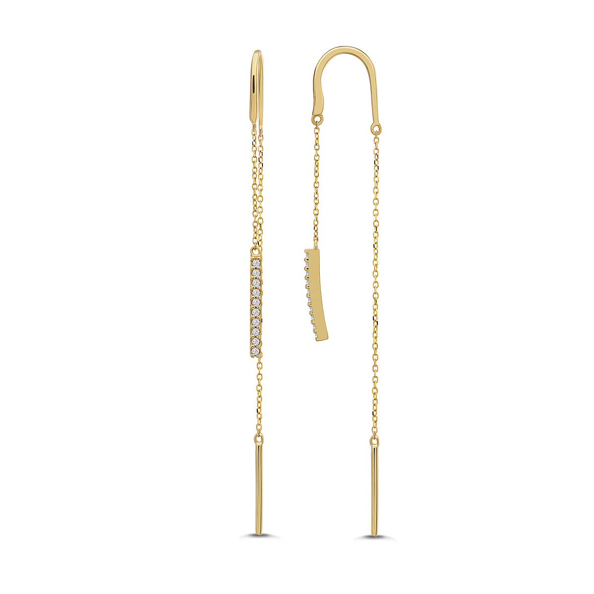ELEGANT BAR DROP THREAD EARRINGS